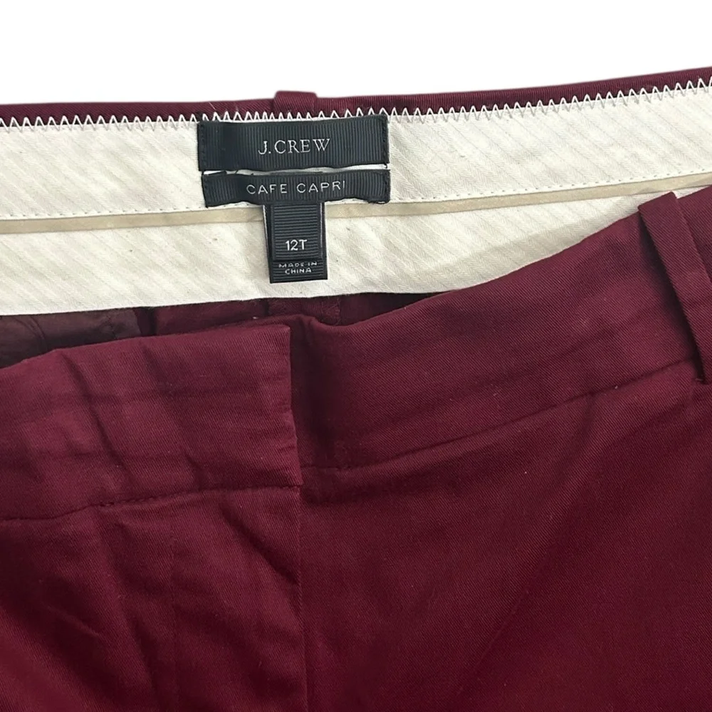 J.Crew Women’s Café Capri Pants Burgundy‎ Red Size 12 Tall